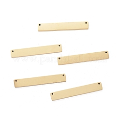 304ステンレススチールリンクコネクター  手動研磨  空白タグのスタンプ  長方形  ゴールドカラー  39x8x1.8mm&nbsp;STAS-I140-32G