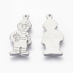変色しにくい304ステンレススチールペンダント  子供  ステンレス鋼色  12~13x25~28x2mm  穴：1.2mm&nbsp;X-STAS-E445-05