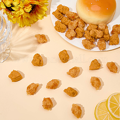 30個2スタイルの人工プラスチックモデル  模造食品  ディスプレイ装飾用  フライドチキンナゲット  砂茶色  29~31x20.5~23x16~19mm  15個/スタイル&nbsp;DJEW-SC0001-26