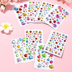 8シート4スタイルアクリルラインストーン粘着ステッカー  パーティーの装飾プレゼント用の防水キラキラクリスタルデカール  子供の美術工芸品  カラフル  ミックスカラー  65x95mm&nbsp;AJEW-YW0001-32