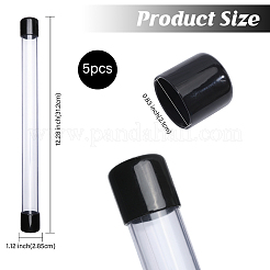 PVCプラスチックとゴムの透明収納チューブ  キャップ付きプラスチックチューブ 硬質ボトル容器  ブラック  31.2x2.85cm  内径：2.1のCM&nbsp;FIND-WH0173-158A