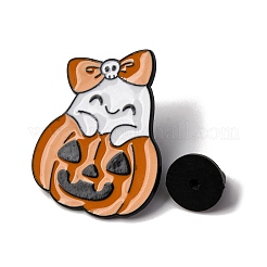 ハロウィーンをテーマにしたエナメルピン  バックパック用合金ラペルピンバック  ゴースト＆カボチャ  ダークオレンジ  30.5x23.5mm&nbsp;JEWB-P050-02C-EB