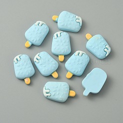 不透明な樹脂模倣食品カボション  アイスポップ  ライトスカイブルー  24x15x6mm&nbsp;RESI-WH0036-06G