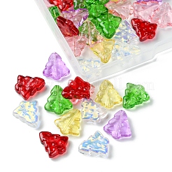 60色の透明ガラスビーズ連売り6本  クリスマスツリー  ミックスカラー  15.5~16x14.5~15x4.5~5mm  穴：1mm  10pc /カラー&nbsp;EGLA-FS0001-44