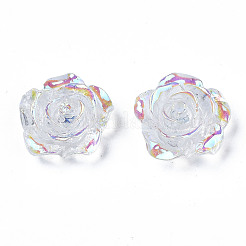 クリア樹脂カボション  ABカラーメッキ  花バラ  クリアAB  15x14x6mm&nbsp;CRES-N030-001B-06