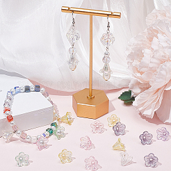 透明アクリルビーズキャップ360個（6色）  朝顔ビーズ  ABカラー  5花びら  花  ミックスカラー  10x14x13.5mm  穴：1.6mm  60個/カラー&nbsp;TACR-SC0001-24