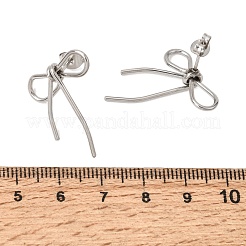 304ステンレススチールスタッドピアス  蝶結び  プラチナ  25~26.5x20~20.5mm&nbsp;SA-CBA4A0D-05P