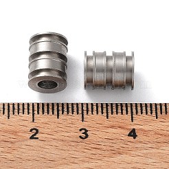 変色しない303ステンレススチールヨーロピアンビーズ  大穴ビーズ  溝付き柱  ステンレス鋼色  8x10mm  穴：4mm&nbsp;STAS-Q302-18A-P
