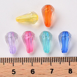 透明なアクリルビーズ  多面カット  ティアドロップ  ミックスカラー  12x7mm  穴：1.8mm&nbsp;X-TACR-S154-03A