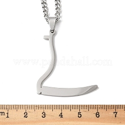 201 ステンレススチール製 死神の鎌ペンダントネックレス  ステンレス鋼色  19.61インチ（49.8cm）&nbsp;LS-NJEW-H065-22P