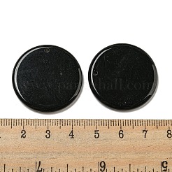 天然石オブシディアンペンダント  フラットラウンドのチャーム  29.5~30x3mm  穴：1.6mm&nbsp;G-B071-01C