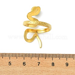 天然宝石の蛇モチーフ、304ステンレススチール製カフオープンリング（女性用）  ゴールドカラー  3~30mm  内径：17.4mm&nbsp;RJEW-JR01068