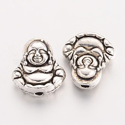 チベット風亜鉛合金ビーズ  仏  アンティークシルバー  11x10.5x5mm  穴：1.5mm&nbsp;X-TIBEB-S038-39