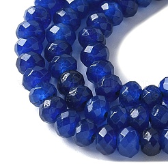 染め天然マレーシアジェイド翡翠ロンデルビーズ連売り  多面カット  ダークブルー  4x2~3mm  穴：1mm  約110~115個/連  14インチ&nbsp;X-G-E316-2x4mm-68