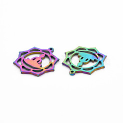 チャクラ 201 ステンレススチールペンダント  ヨガ  虹色  26.5x25x1.5mm  穴：1.4mm&nbsp;STAS-S119-153M