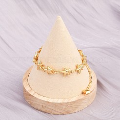 女性用304ステンレススチールリンクブレスレット  スター  ゴールドカラー  7-3/8インチ（18.7cm）&nbsp;BJEW-D359-10G
