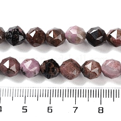 天然石ロードナイトビーズ連売り  多面カット  ダブルハート＆スターカットビーズ  7~8.5x7.5~8mm  穴：0.8~1mm  約48~50個/連  15.16~15.55インチ（38.5~39.5cm）&nbsp;G-NH0021-A19-01