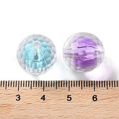 UVメッキの虹色の透明アクリルビーズ  多面カット  ラウンド  ラウンド  16x15.5mm  穴：2.5mm  202個/ 500g&nbsp;OACR-H112-08D