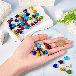 ミルフィオリガラスビーズ連売り66色11本  ハート  ミックスカラー  11.5~12x12x6.5~7mm  穴：0.8mm  6個/カラー&nbsp;GLAA-TA0012-35