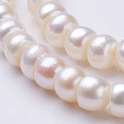天然養殖淡水パールビーズ連売り  ロンデル  古いレース  7x5mm  穴：0.5mm  約68~70個/連  14.2インチ&nbsp;PEAR-P002-34-01