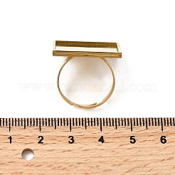 304ステンレススチール製調節可能なリングセッティング  正方形  イオンプレーティング（ip）  18KGP本金メッキ  トレイ：20.5x20.5mm  スクエア：22x22mm  内径：18mm&nbsp;STAS-D374-02G-02