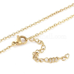 304ステンレススチールペンダントネックレス  女性用ゴールドトーンアズキチェーンネックレス  太陽  16.14インチ（41cm）  ペンダント：34x35.5mm&nbsp;NJEW-K266-03D-G