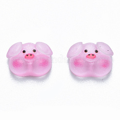 半透明の樹脂カボション  印刷  豚  パールピンク  8x10.5x4mm&nbsp;CRES-N030-019