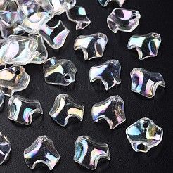 透明なアクリルパーツ  ABカラーメッキ  花びら  ミックスカラー  15.5x15x5mm  穴：2mm  約2200個/500g&nbsp;MACR-S373-106-C