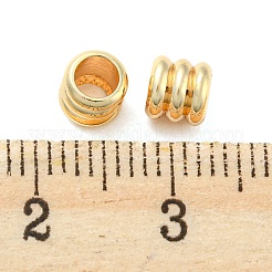 真鍮ビーズ  スジ入りビーズ  コラム  14KGP本金メッキ  5x4.5mm  穴：3.3mm&nbsp;KK-WH0084-12G-A