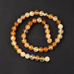 ナチュラルイエローヘマトイドクォーツラウンドビーズ連売り  鉄石英  8mm  穴：1mm  約47個/連  15インチ&nbsp;G-F266-09-8mm
