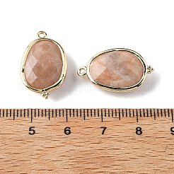 天然サンストーンのファセットオーバルコネクタチャーム  真鍮パーツ  ゴールドカラー  ラックめっき  22x13.5x6mm  穴：1.4mm&nbsp;G-H323-02G-11
