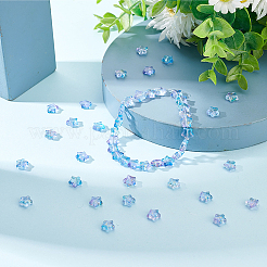 2連売り透明ガラスビーズ連売り  グリッターパウダー付き  スター  ライラック  7.5~8x8.3x4mm  穴：0.7~1mm  約50個/連  14.72~14.92インチ（37.4~37.9cm）&nbsp;GLAA-DC0001-12