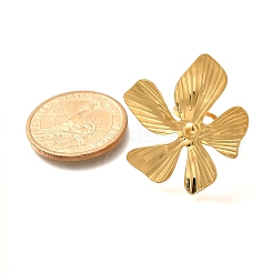 女性用フラワー 304 ステンレススチール オープンカフリング  ゴールドカラー  内径：17mm  花：34.5x33.5mm&nbsp;LS-RJEW-R006-03G-01
