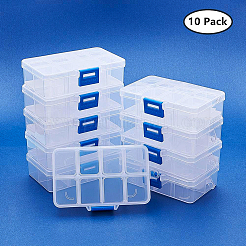オーガナイザー収納プラスチックボックス  長方形  ホワイト  11x7x3cm  1つのコンパートメントさ：3x2.5cm  8区画/ボックス&nbsp;CON-BC0001-01