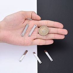 変色しにくい304ステンレススチールリンクコネクター  鏡面研磨仕上げ  空白タグのスタンプ  長方形  ステンレス鋼色  35x5x1.8mm  穴：1.4mm&nbsp;STAS-I140-33C-S