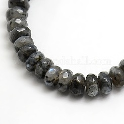 多面カット天然ラブラドライトのロンデルビーズ連売り  4x2mm  穴：1mm  約185~195個/連  14.9~15.6インチ&nbsp;G-M065-4mm-01