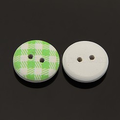 2 穴フラットラウンドタータン模様の縫製のウッドボタン  染め  ミックスカラー  15x4mm  穴：1mm&nbsp;BUTT-M006-M