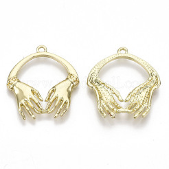 ラックメッキ合金ペンダント  カドミウムフリー＆鉛フリー  両手  ライトゴールド  27x24.5x3mm  穴：1.6mm&nbsp;X-PALLOY-S132-179-RS
