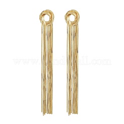 女性のための真鍮のスタッドピアス  タッセルで結ぶ  ゴールドカラー  100x14mm&nbsp;EJEW-U050-01G