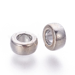 チベット風合金ビーズ  ロンデル  ビーズスペーサ  カドミウムフリー＆鉛フリー  アンティークシルバー  7x4mm  穴：3mm&nbsp;LS-X-TIBEB-Q004-AS-LF