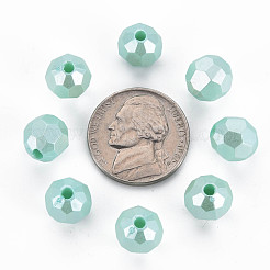 不透明なアクリルビーズ  多面カット  ラウンド  アクアマリン  9.5mm  穴：2mm  約1050個/500g&nbsp;MACR-S373-69-A01