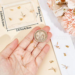 星型真鍮キュービックジルコニアスタッドピアス金具10個  水平ループ付き  フリクションイヤーナット10個付き。  18KGP本金メッキ  10x8mm  穴：0.8mm  ピン：0.7mm&nbsp;KK-BBC0012-69