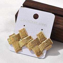 女性用304ステンレススチールスタッドピアス  編まれた  ゴールドカラー  26.5x28mm&nbsp;LS-EJEW-K306-26G