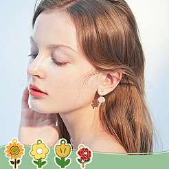 40本10スタイルアロイエナメルペンダント  花  ミックスカラー  18~25x11.5~15mm  4個/スタイル&nbsp;ENAM-AR0001-57