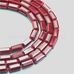 オペークガラスビーズ連売り  多面カット  直方体の  レッド  7x3x3mm  穴：1mm  約80個/連  52cm&nbsp;EGLA-E008-3x6mm-09