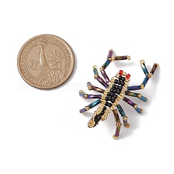 ガラスシードビーズペンダント  サソリチャーム  ブラック  70x30x30mm  穴：2mm&nbsp;PALLOY-MZ00405-01