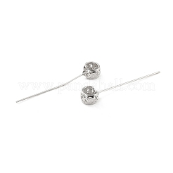 ロジウムメッキ 925 スターリングシルバー アイピン  ベイルにスナップ付き  中空フラットラウンド  プラチナ  35x7.5~8mm  穴：5mm  ピン：0.6mm&nbsp;STER-Z001-113P