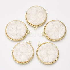 合金ペンダント  カシミア布  フラットラウンド  ライトゴールド  ミックスカラー  32x28x2.5mm  穴：2mm&nbsp;PALLOY-T056-117B