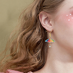 3ペア3色3D傘アクリルダングルイヤリング  女性のための金合金ジュエリー  ミックスカラー  39mm  ピン：0.6mm  1ペア/カラー&nbsp;EJEW-AN0002-97