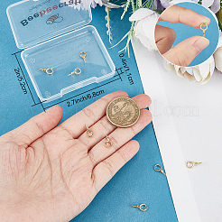 スターリングシルバーのスクリューアイペグベイル10個925組  リング  片穴ビーズ  ゴールドカラー  12x6x3mm  穴：4mm  ピン：0.7mm&nbsp;STER-BBC0002-10